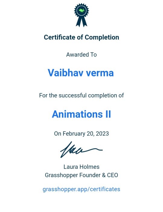 Certificate in Certificates-Animations II