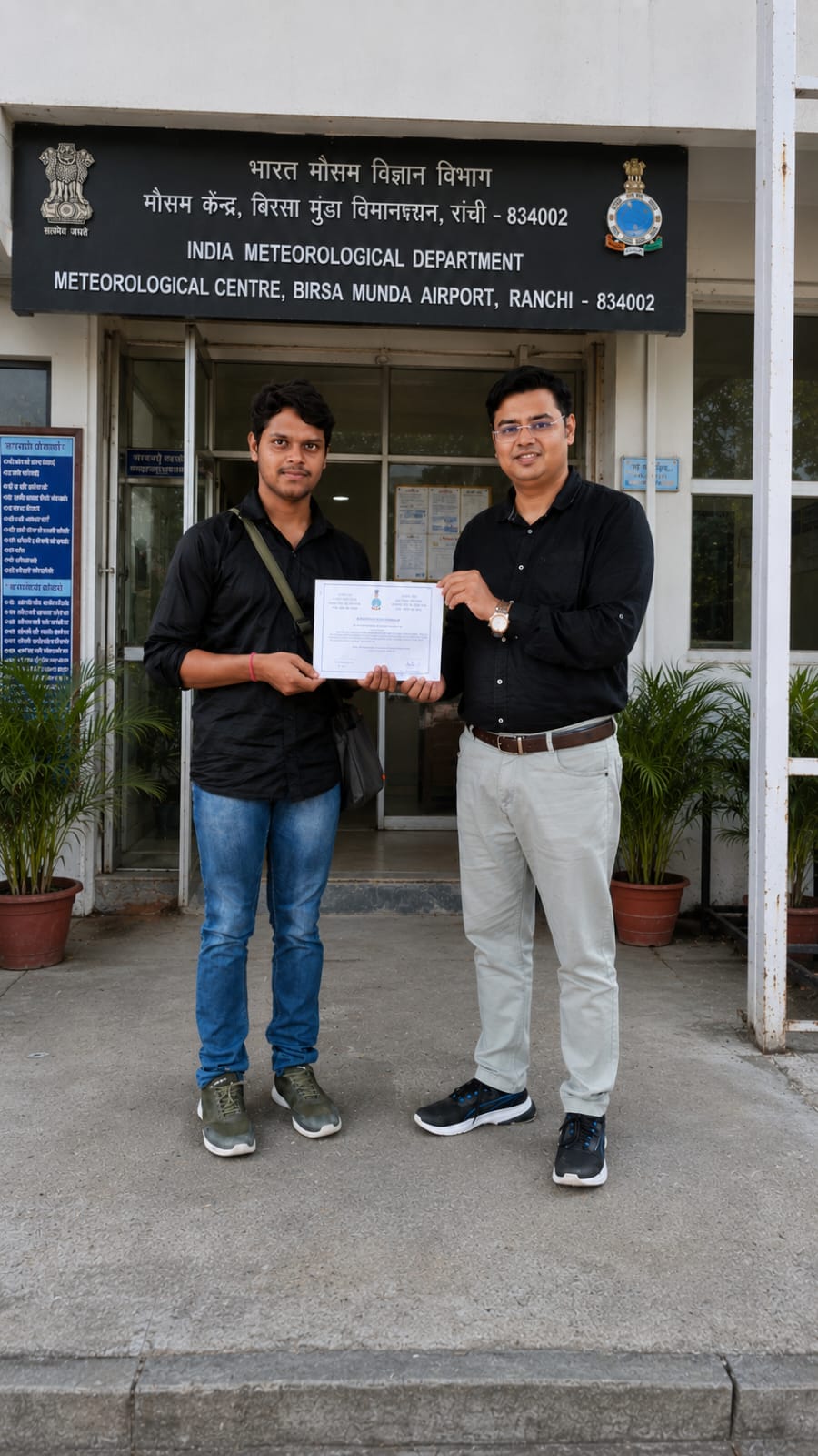 Vaibhav Verma during his internship at the India Meteorological Department